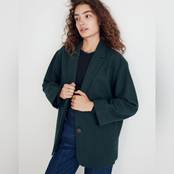 Madewell Brushed Oversized Dorset Blazer Green Wool Blend Coat Jacket 1X - Picture 14 of 14